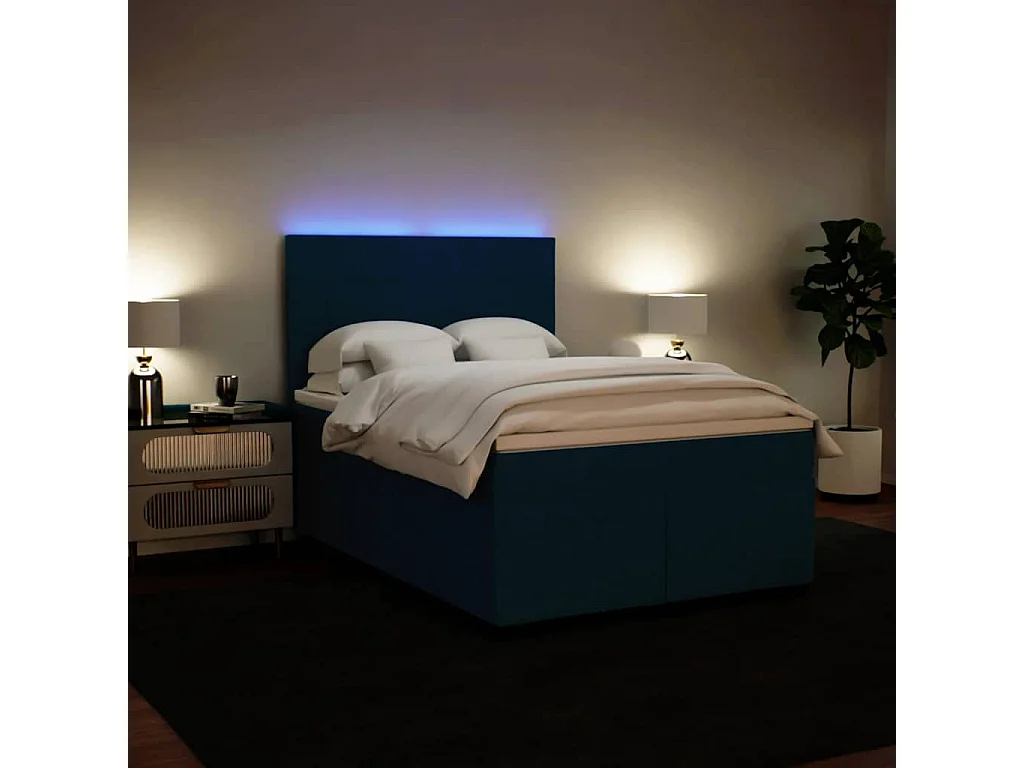 Boxspring met matras fluweel blauw 140x190 cm
