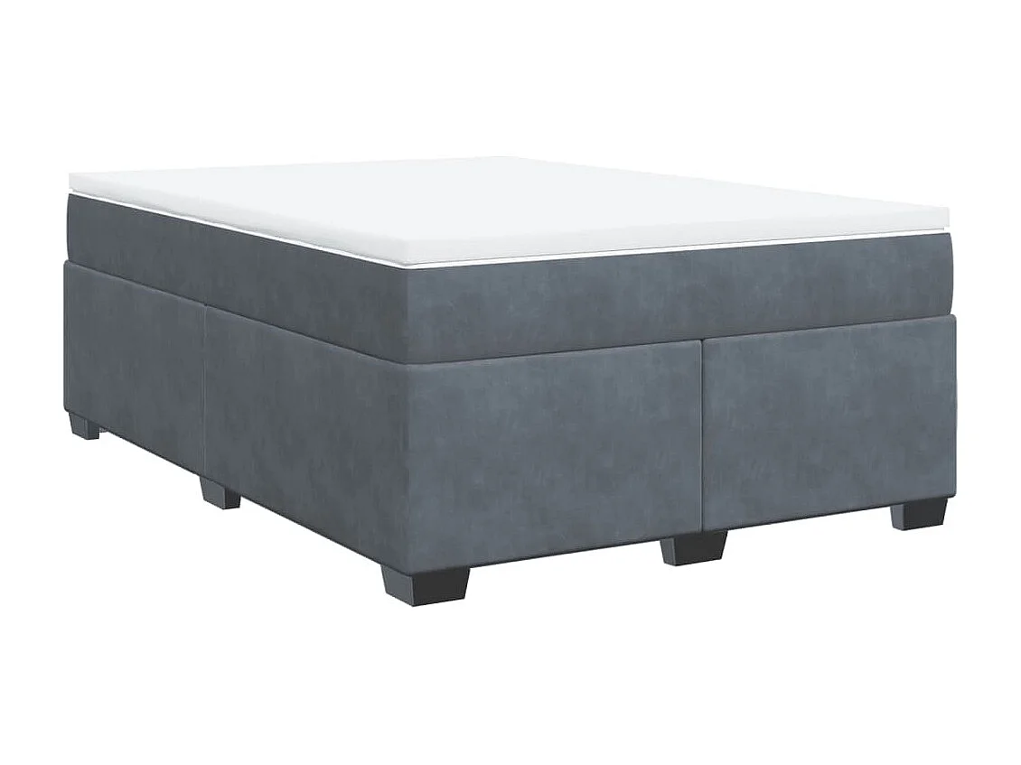 Cama box spring con colchón terciopelo gris oscuro 140x200 cm
