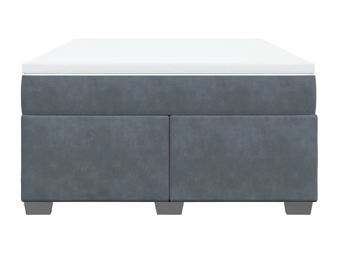 Cama box spring con colchón terciopelo gris oscuro 140x200 cm