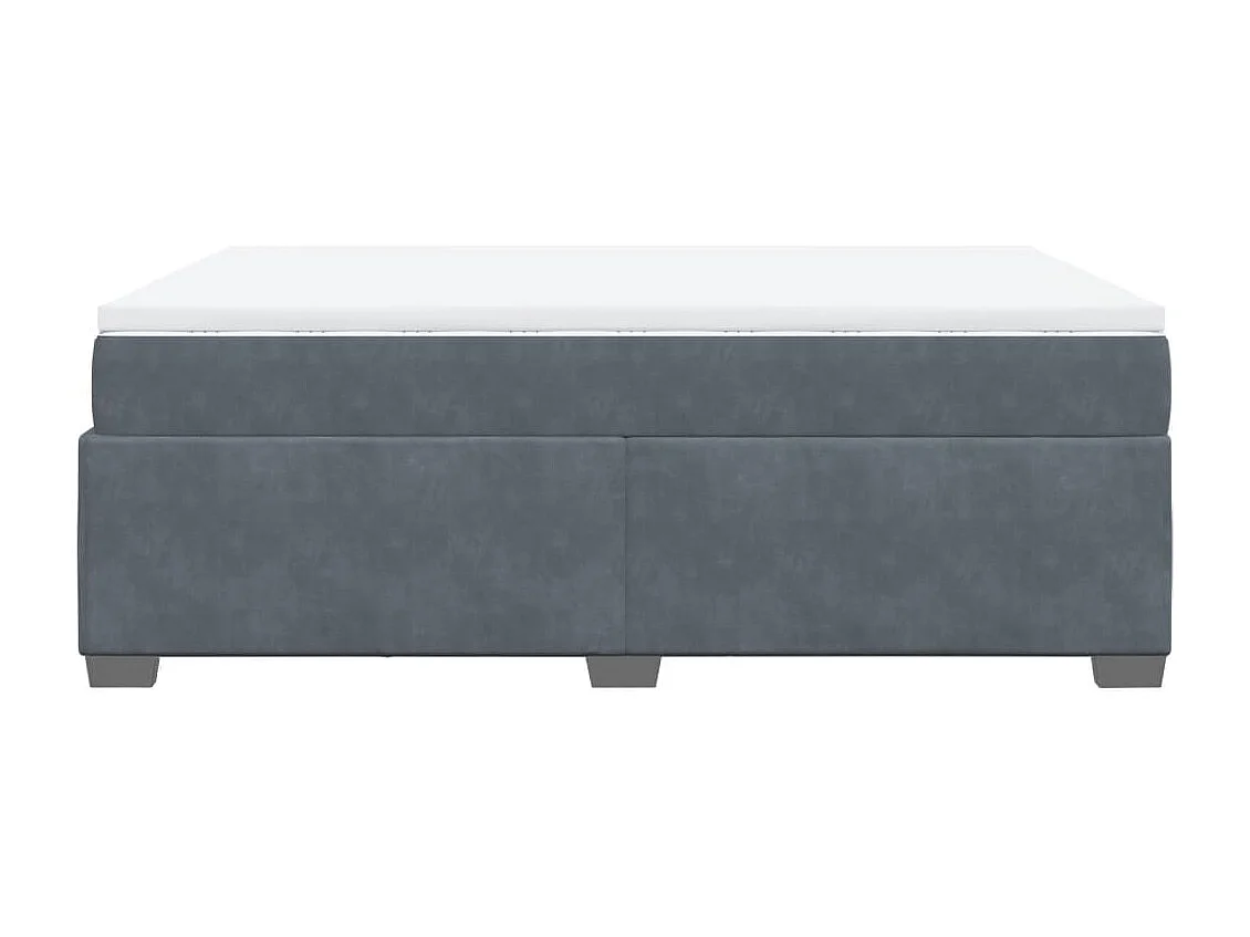 Cama box spring con colchón terciopelo gris oscuro 140x200 cm
