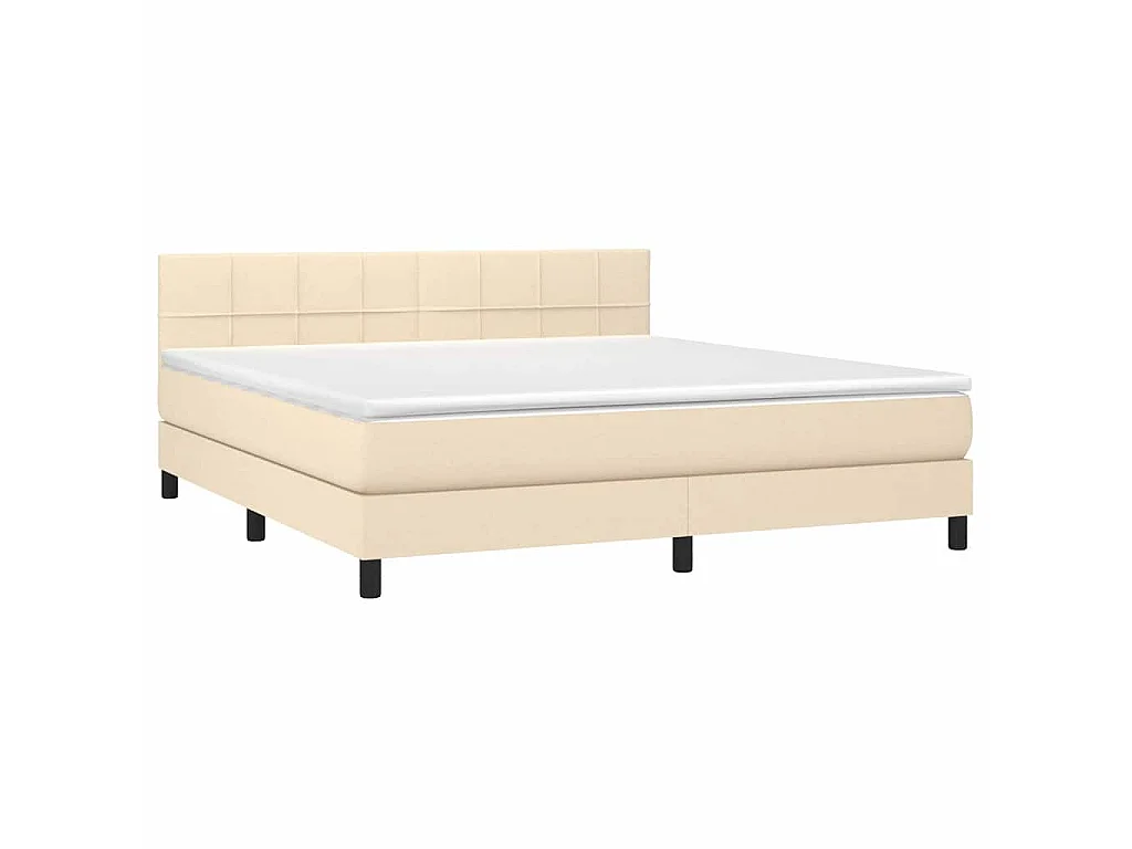 Sommier à lattes de lit avec matelas LED Crème 180x200 cm Tissu