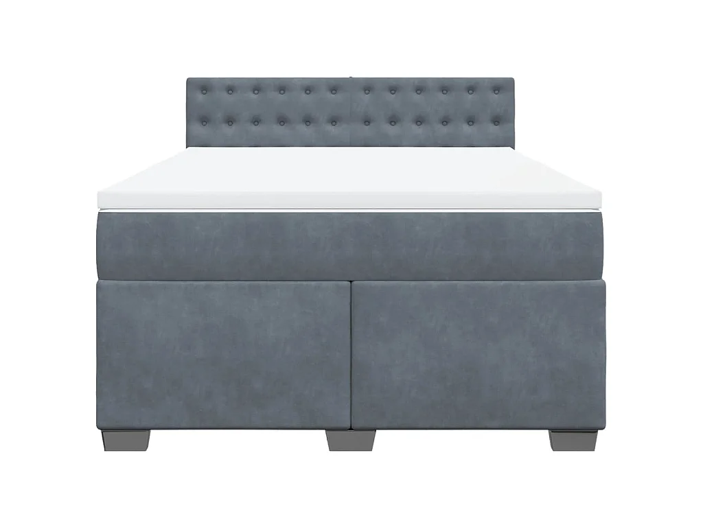 Sommier à lattes de lit et matelas Gris foncé 140x190cm Velours