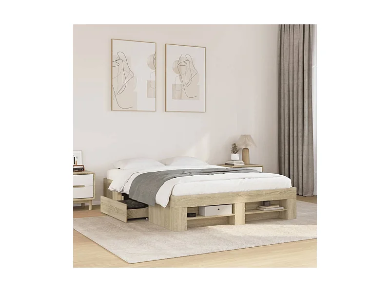 Cadre de lit sans matelas chêne sonoma 135x190 cm