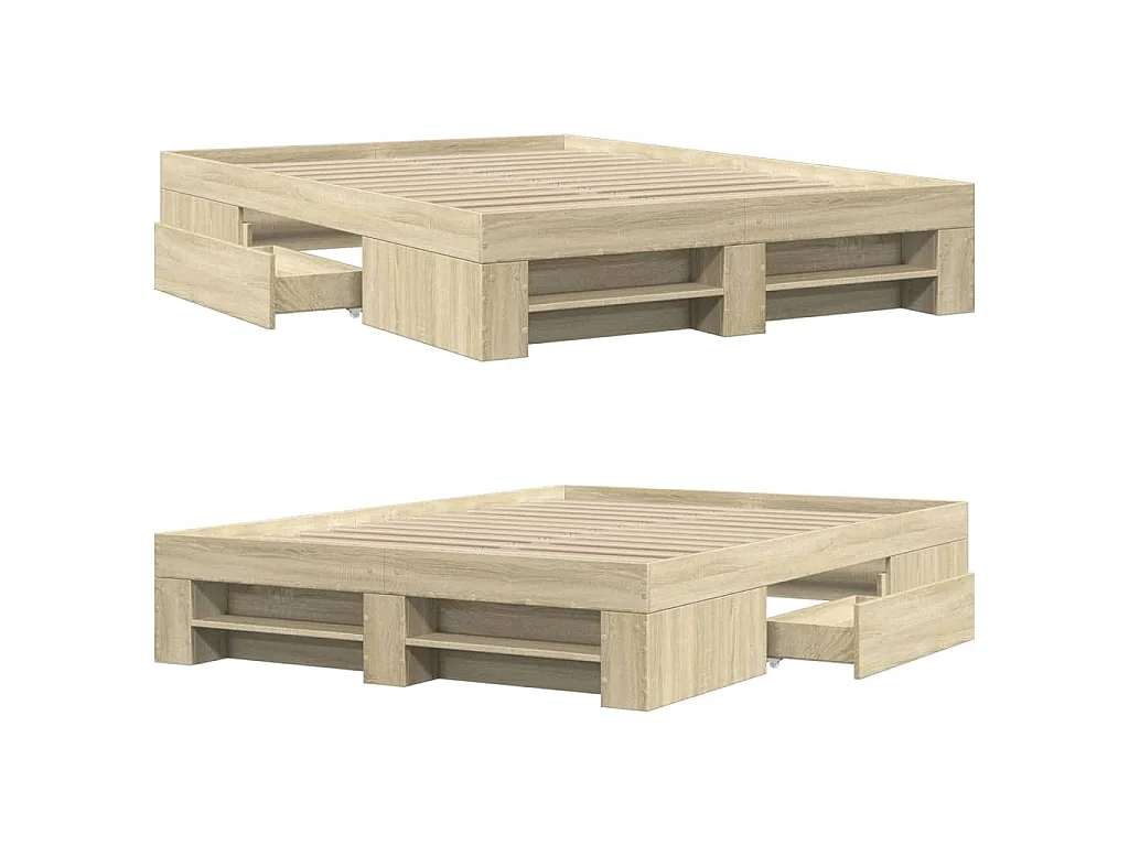 Cadre de lit sans matelas chêne sonoma 135x190 cm