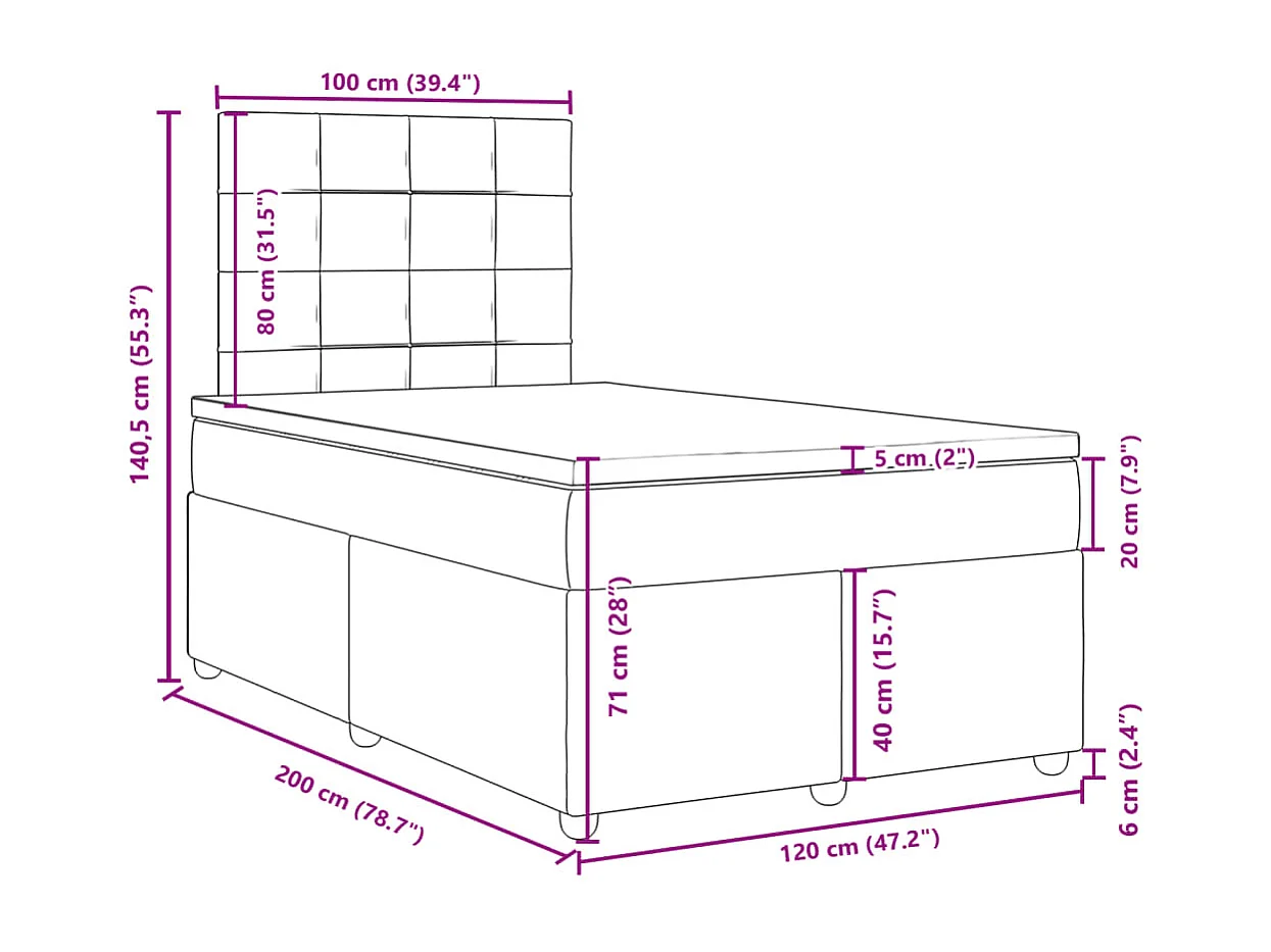 Boxspring met matras stof donkergrijs 120x200 cm