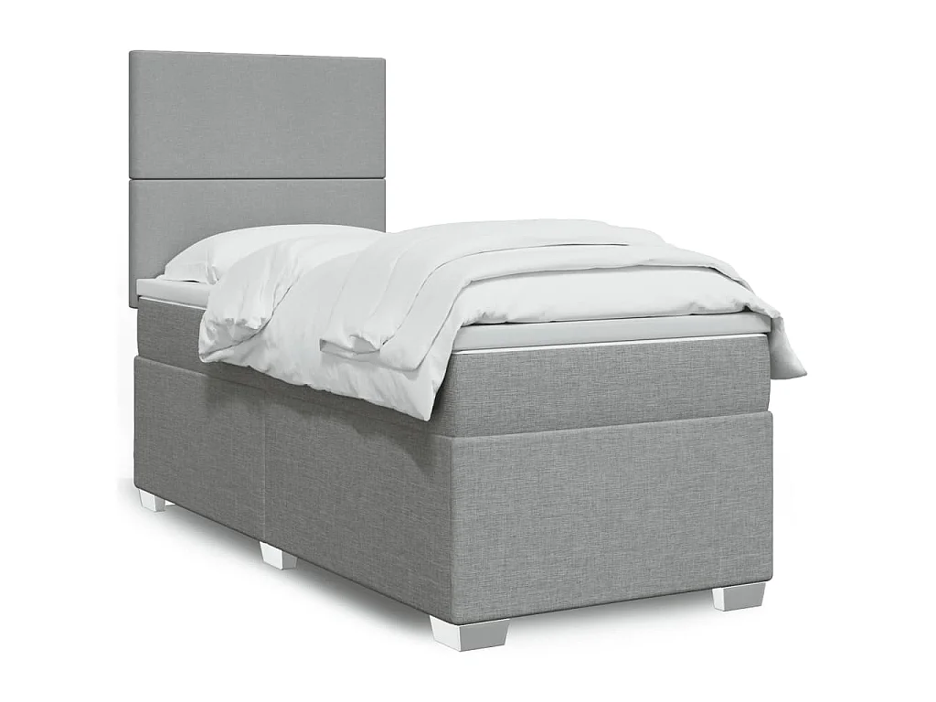 Cama com molas/colchão 90x190 cm tecido cinzento-claro