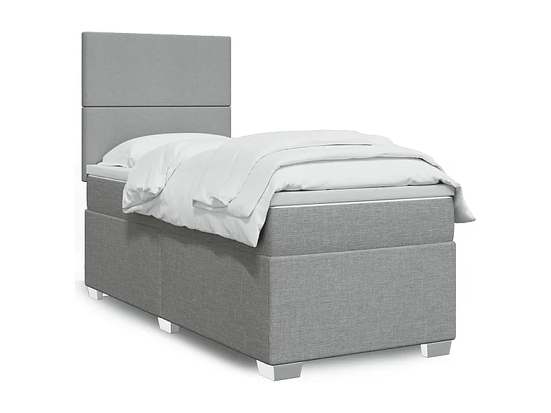 Boxspringbett mit Matratze Hellgrau 90x190 cm Stoff