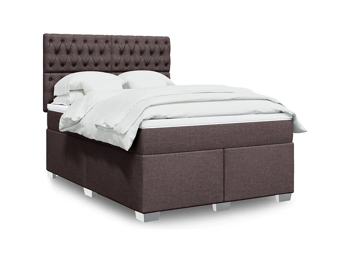 Giroletto a Molle con Materasso Marrone Scuro 160x200cm Tessuto