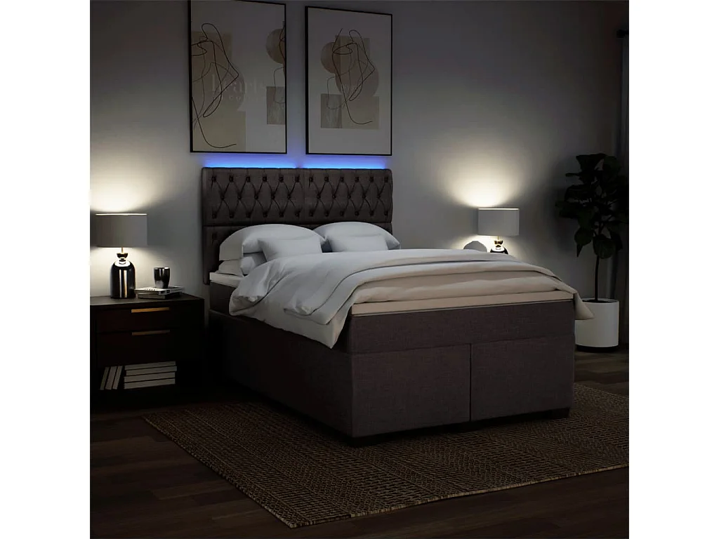 Boxspring met matras stof donkerbruin 160x200 cm