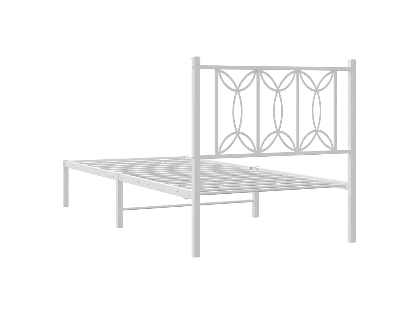 Cadre de lit métal sans matelas avec tête de lit blanc 80x200cm