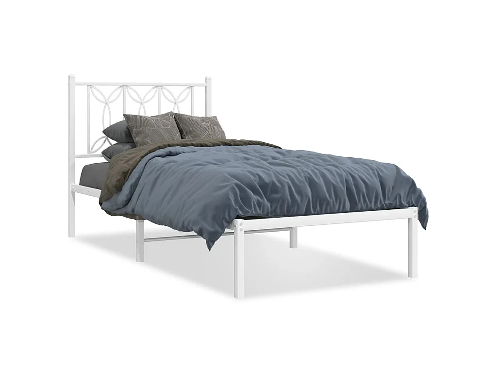 Bedframe met hoofdbord metaal wit 80x200 cm