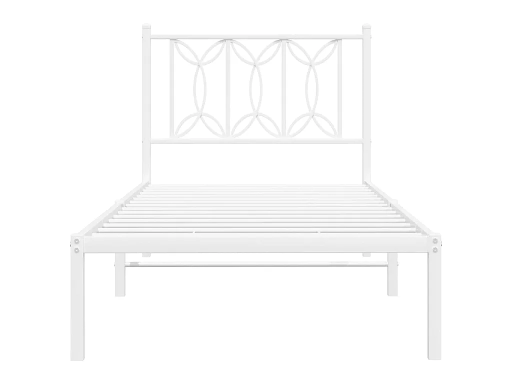 Bedframe met hoofdbord metaal wit 80x200 cm