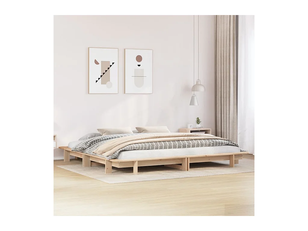 Cadre de lit sans matelas 160x200 cm bois massif de pin