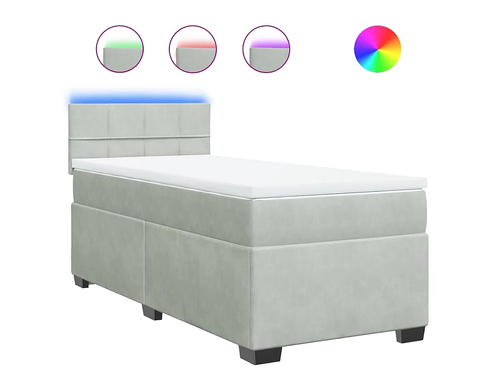 Boxspring met matras fluweel lichtgrijs 80x200 cm