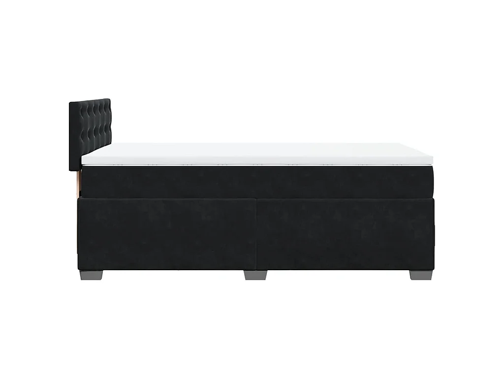 Giroletto a Molle con Materasso Nero 100x200 cm in Velluto