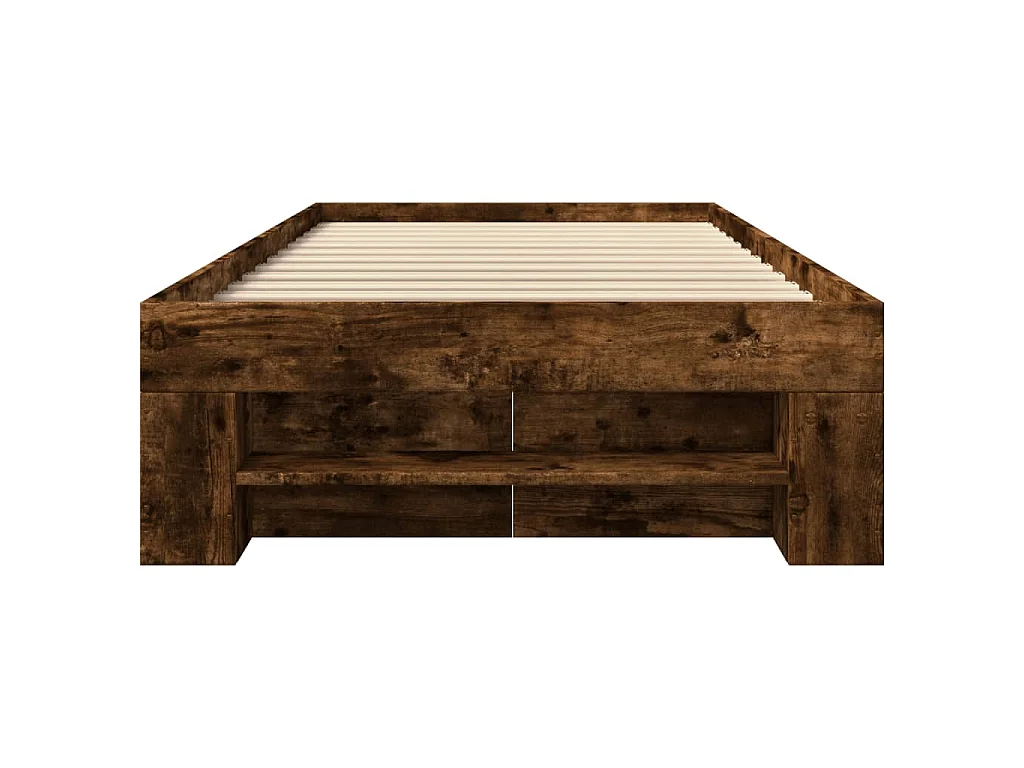 Cadre de lit sans matelas chêne fumé 75x190cm bois d'ingénierie