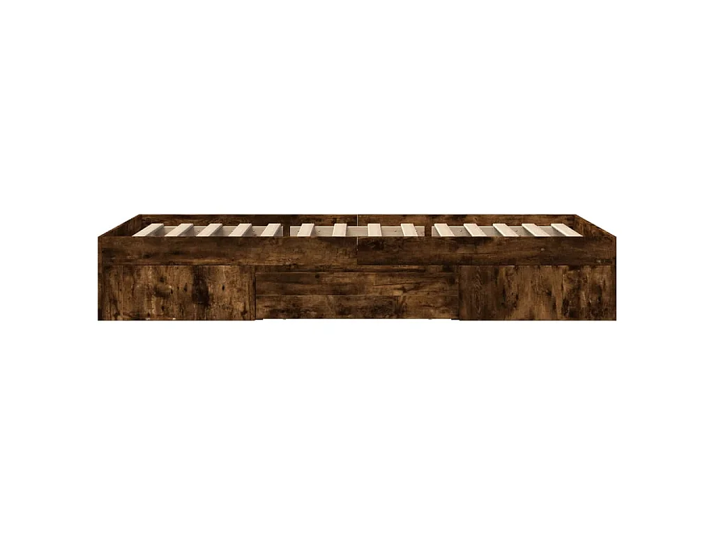 Cadre de lit sans matelas chêne fumé 75x190cm bois d'ingénierie
