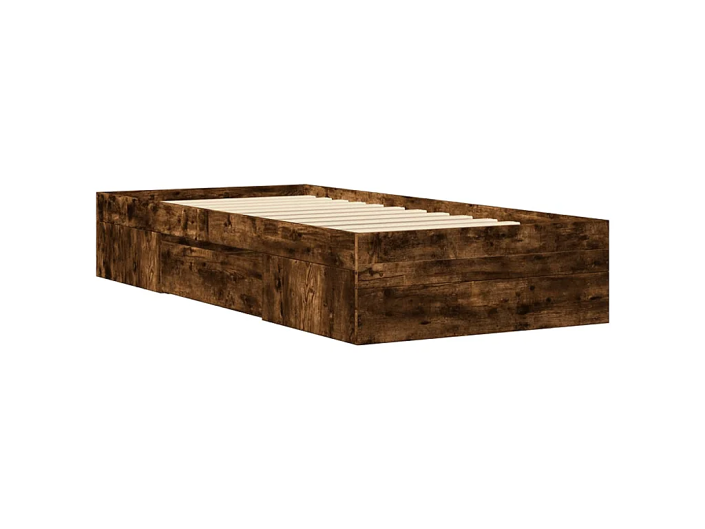 Cadre de lit sans matelas chêne fumé 75x190cm bois d'ingénierie