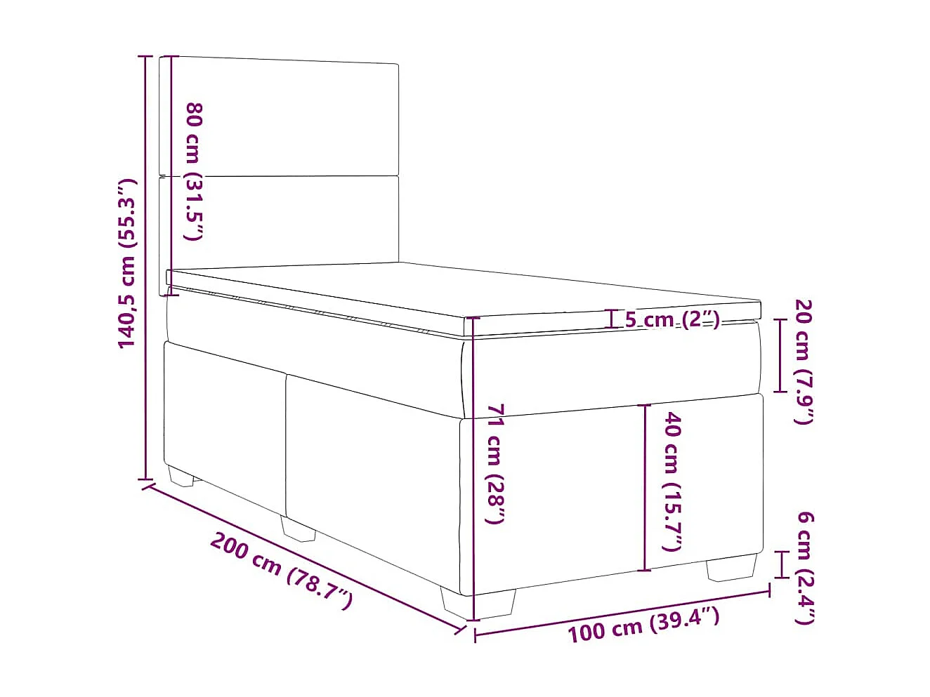 Boxspring met matras fluweel donkergroen 100x200 cm