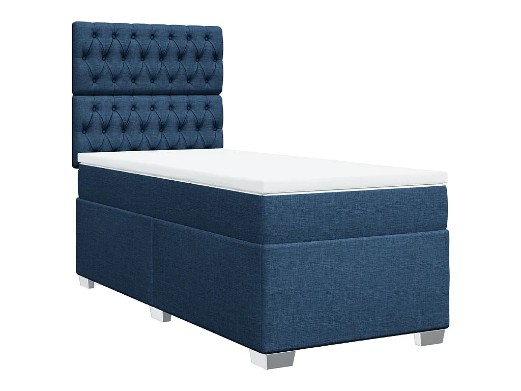 Cama com molas/colchão 90x190 cm tecido azul
