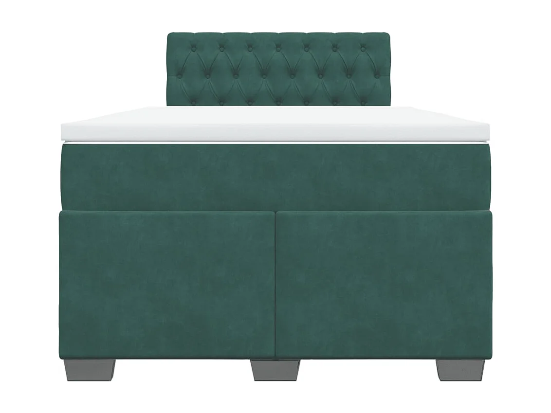 Cama boxspring com colchão 120x200 cm veludo verde-escuro