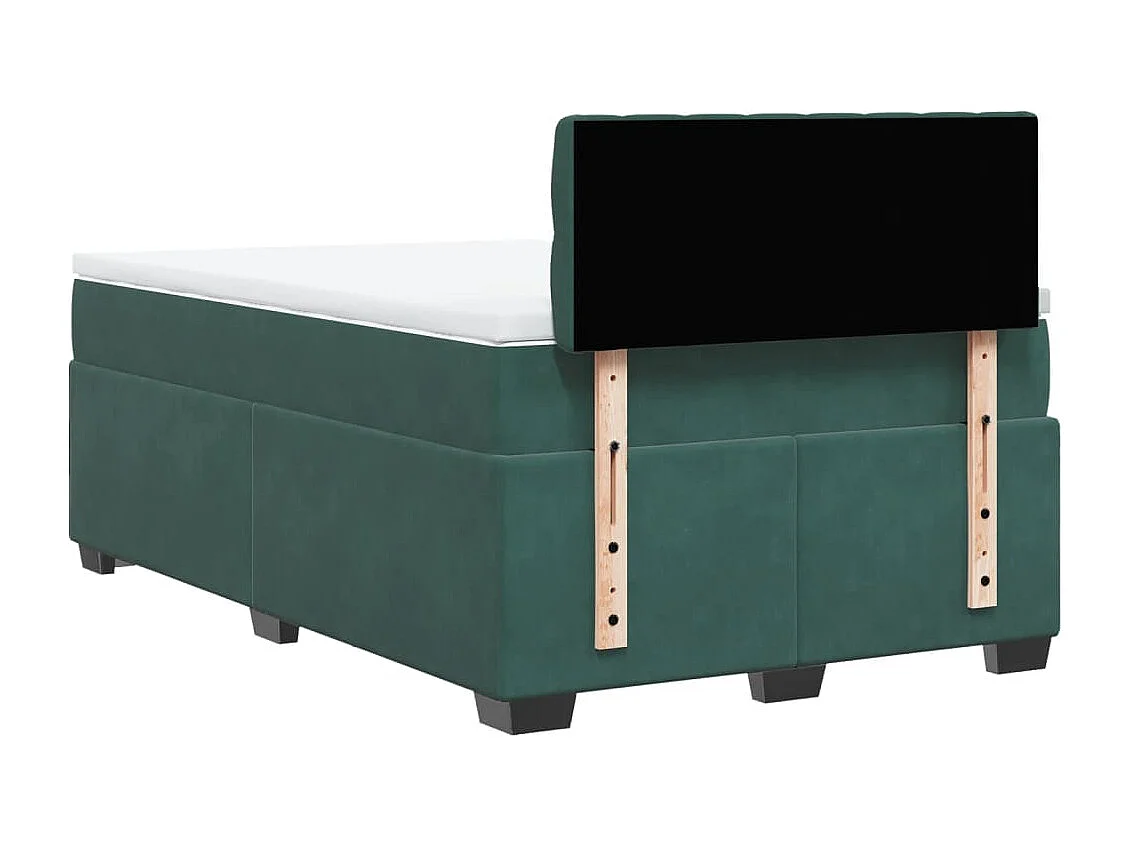 Cama boxspring com colchão 120x200 cm veludo verde-escuro