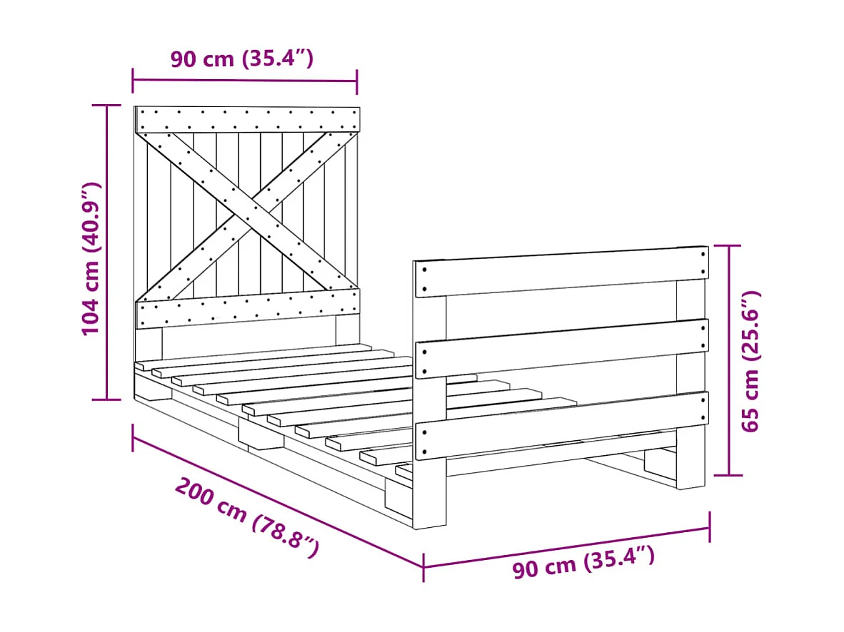 Cadre de lit sans matelas avec tête de lit 90x200 cm