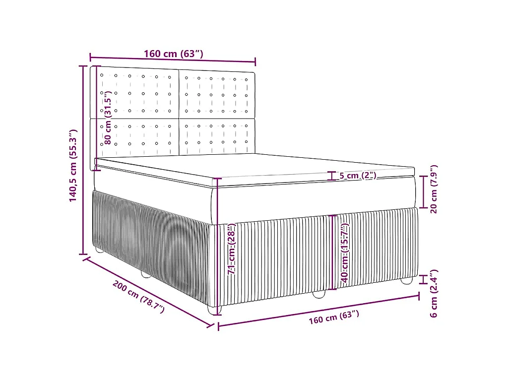 Boxspringbett mit Matratze Rosa 160x200 cm Samt