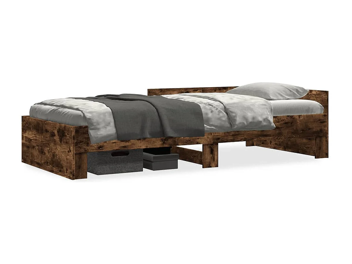 Cadre de lit sans matelas chêne fumé 90x200cm bois d'ingénierie