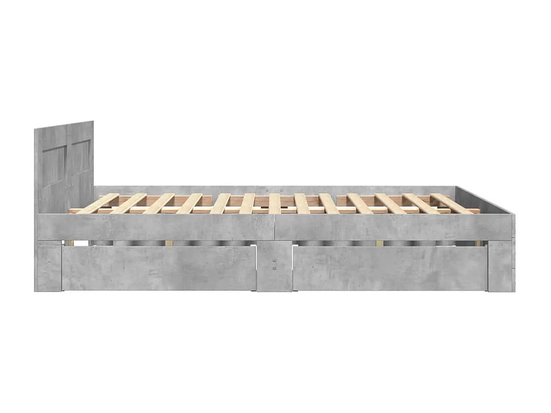 Cadre de lit et tête de lit sans matelas gris béton 120x200 cm