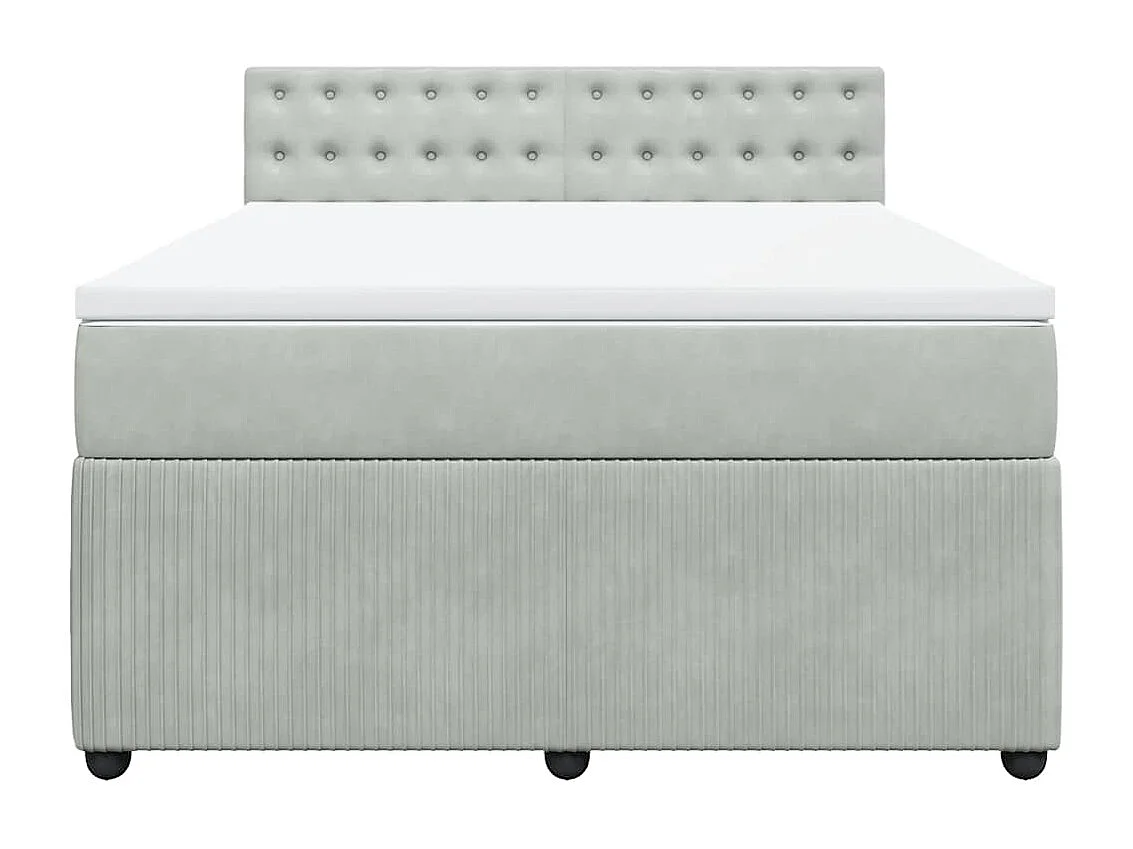 Giroletto a Molle con Materasso Grigio Chiaro 140x190cm Velluto