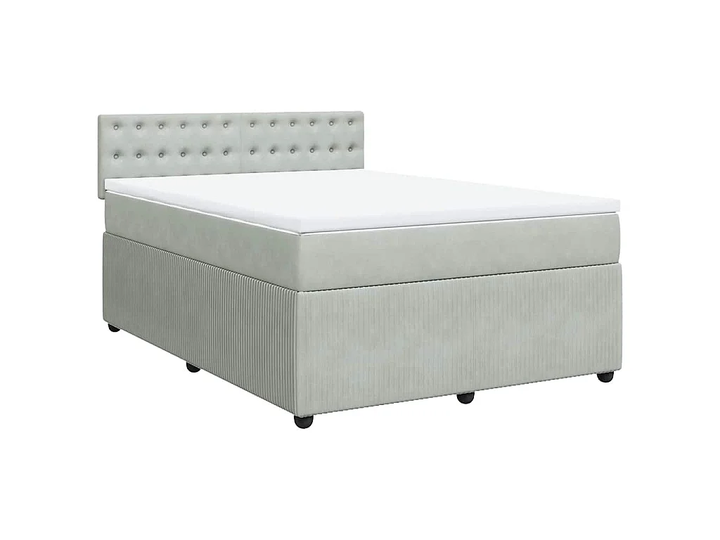 Boxspring met matras fluweel lichtgrijs 140x190 cm
