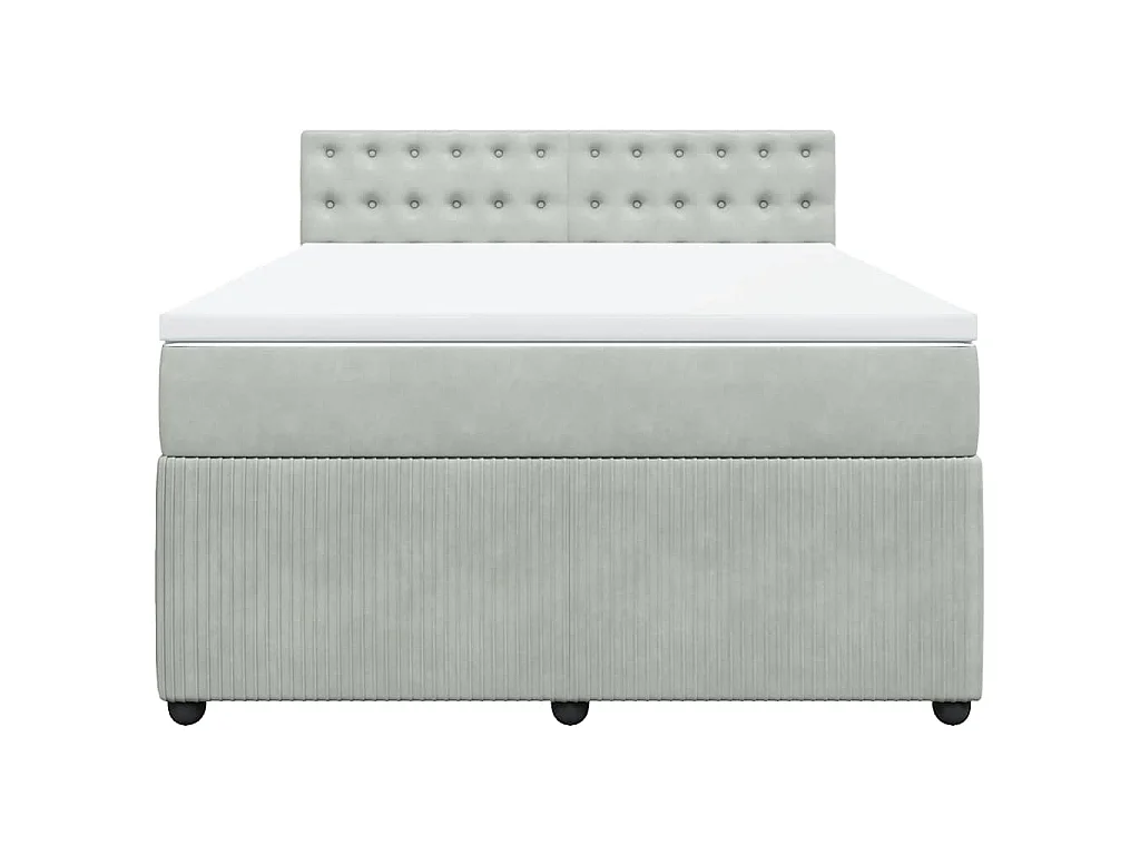 Boxspring met matras fluweel lichtgrijs 140x190 cm