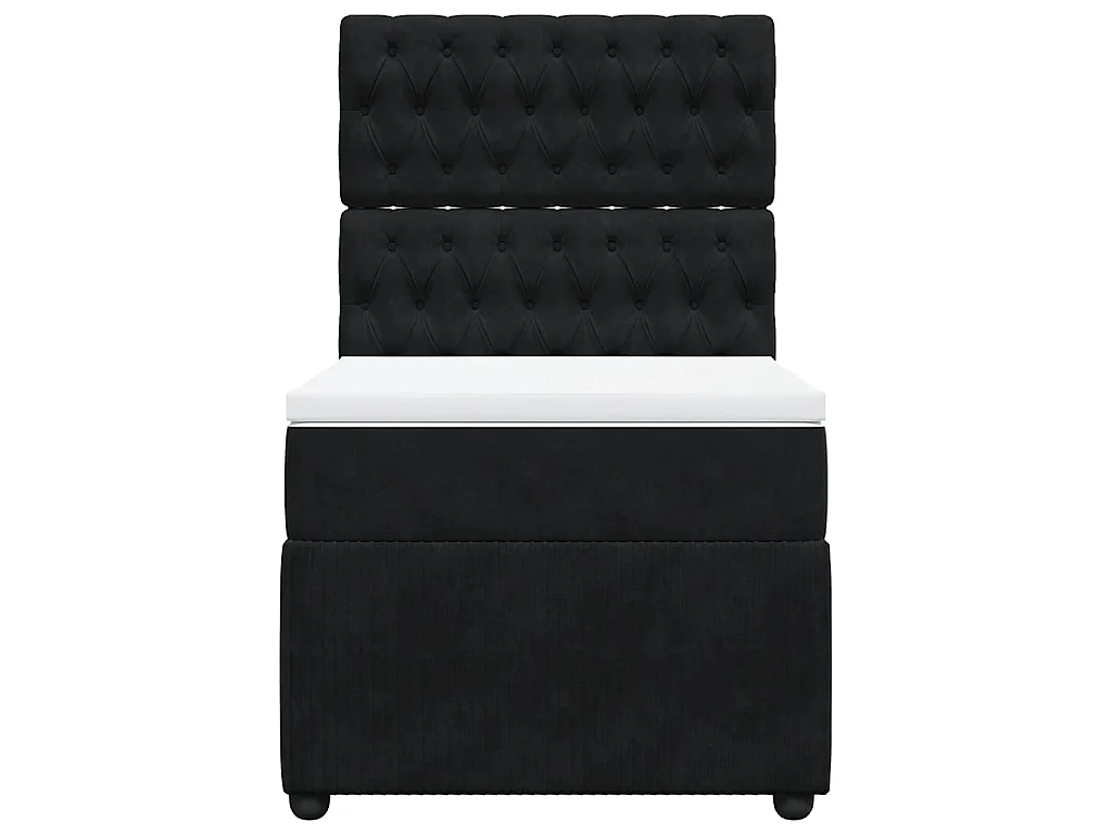 Cama box spring con colchón terciopelo negro 80x200 cm