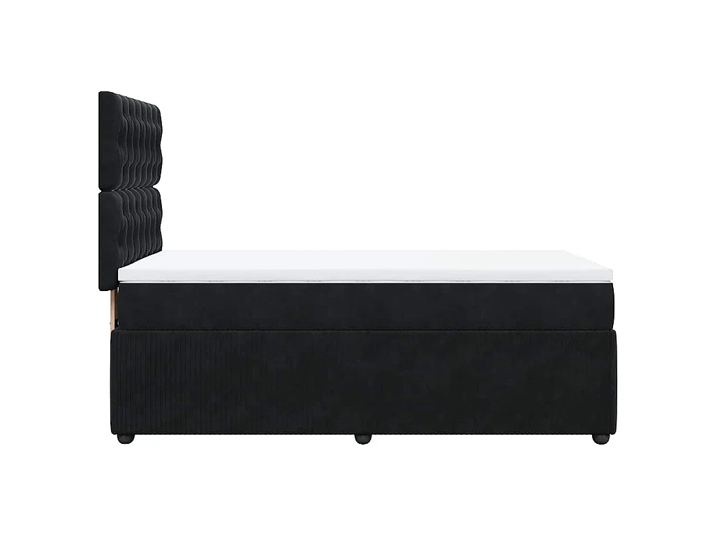 Cama box spring con colchón terciopelo negro 80x200 cm