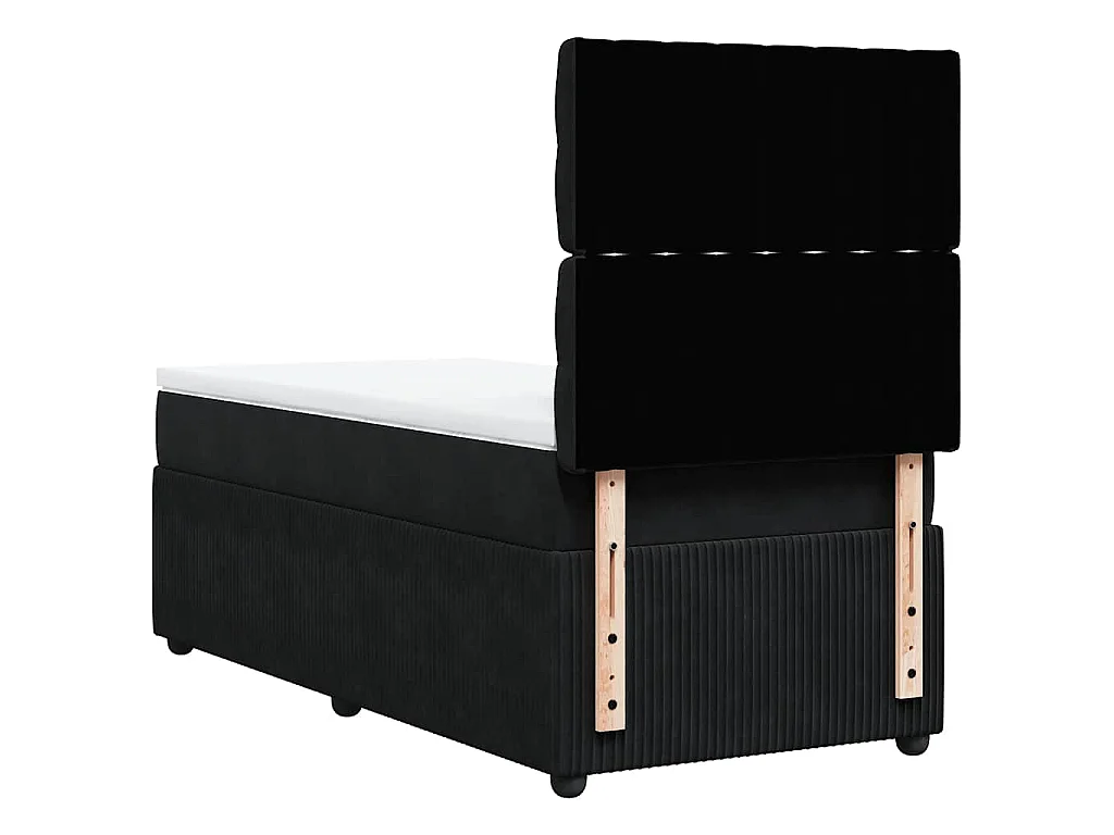 Cama box spring con colchón terciopelo negro 80x200 cm