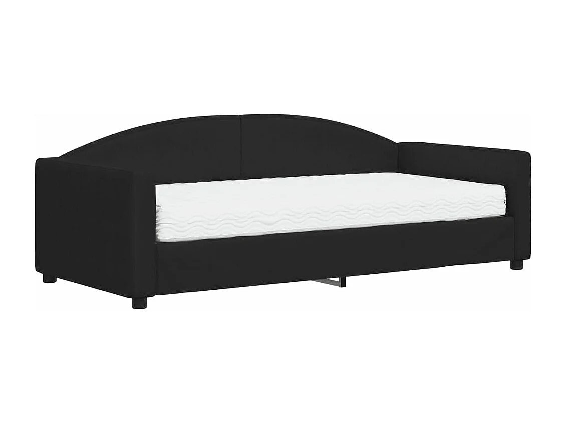 Divano Letto con Materasso Nero 90x190 cm in Tessuto