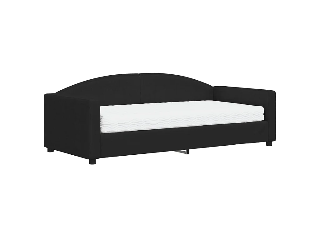 Divano Letto con Materasso Nero 90x190 cm in Tessuto