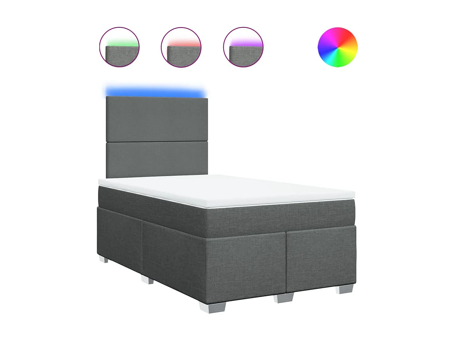 Sommier à lattes de lit avec matelas Gris foncé 120x200cm Tissu