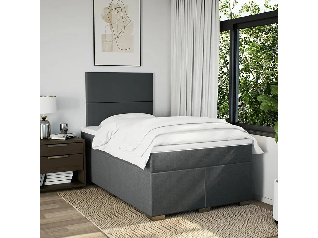 Boxspringbett mit Matratze Dunkelgrau 120x200 cm Stoff