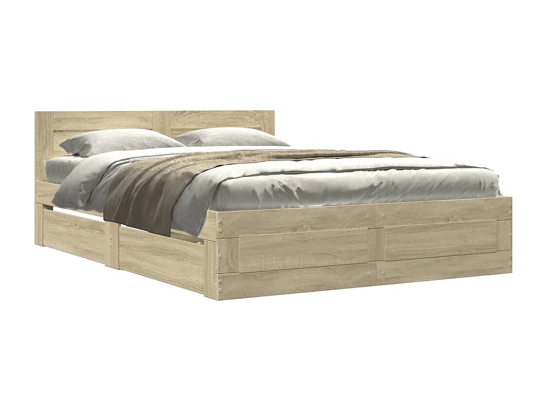 Cadre de lit tête de lit sans matelas chêne sonoma 140x200 cm