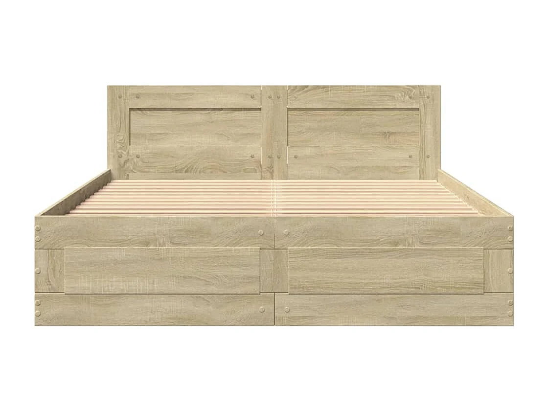 Cadre de lit tête de lit sans matelas chêne sonoma 140x200 cm