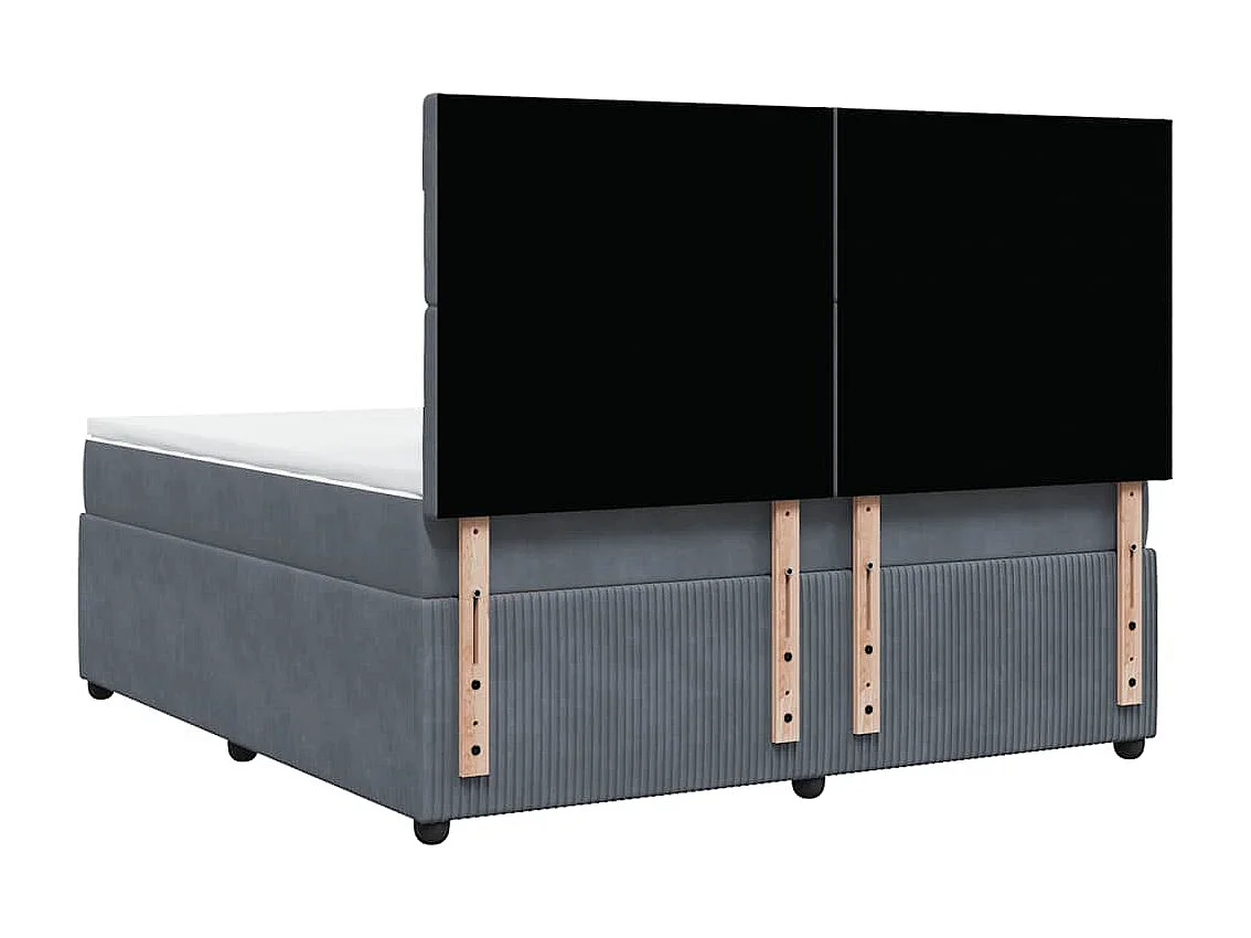 Giroletto a Molle con Materasso Grigio Scuro 180x200 cm Velluto