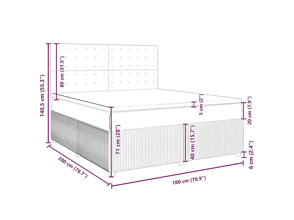 Boxspringbett mit Matratze Dunkelgrau 180x200 cm Samt