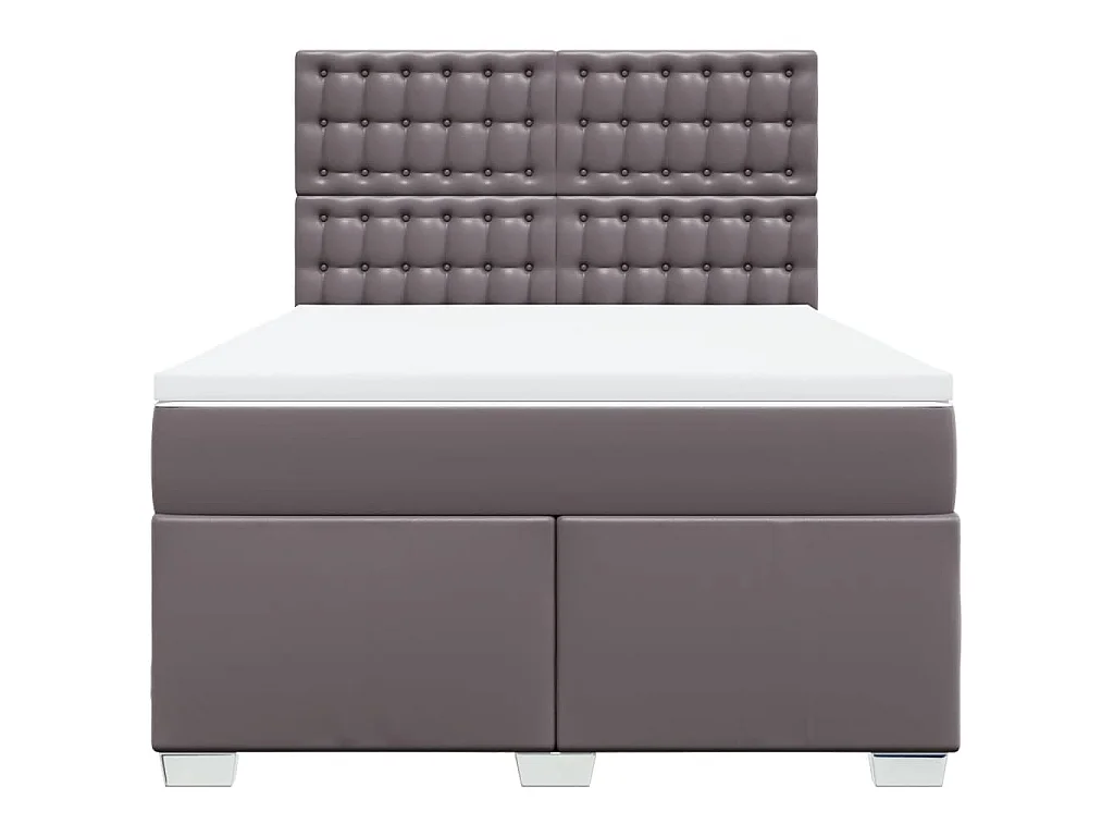 Boxspring met matras kunstleer grijs 140x200 cm