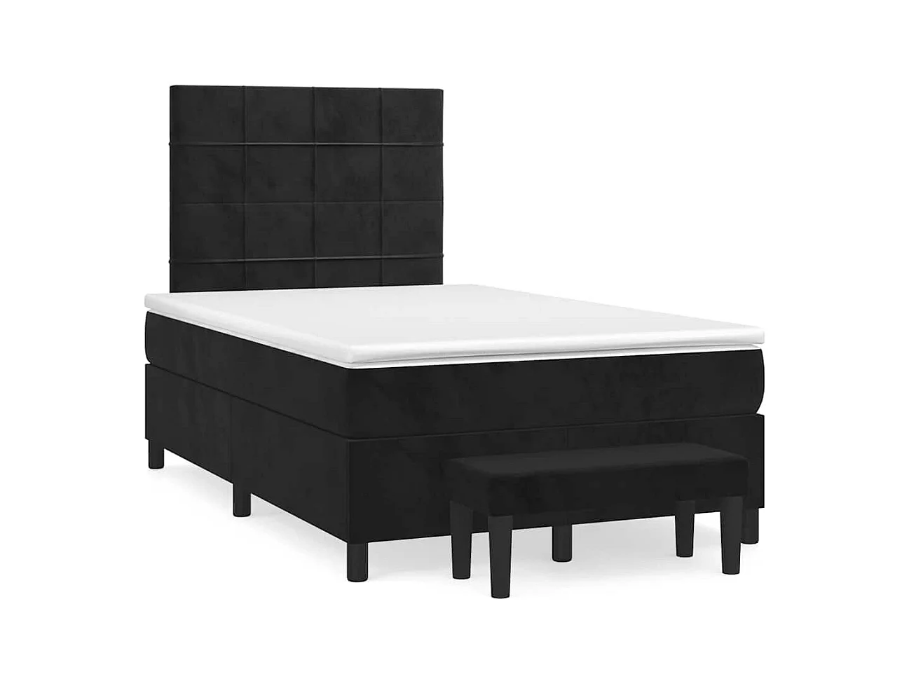 Sommier à lattes de lit avec matelas noir 120x190 cm velours