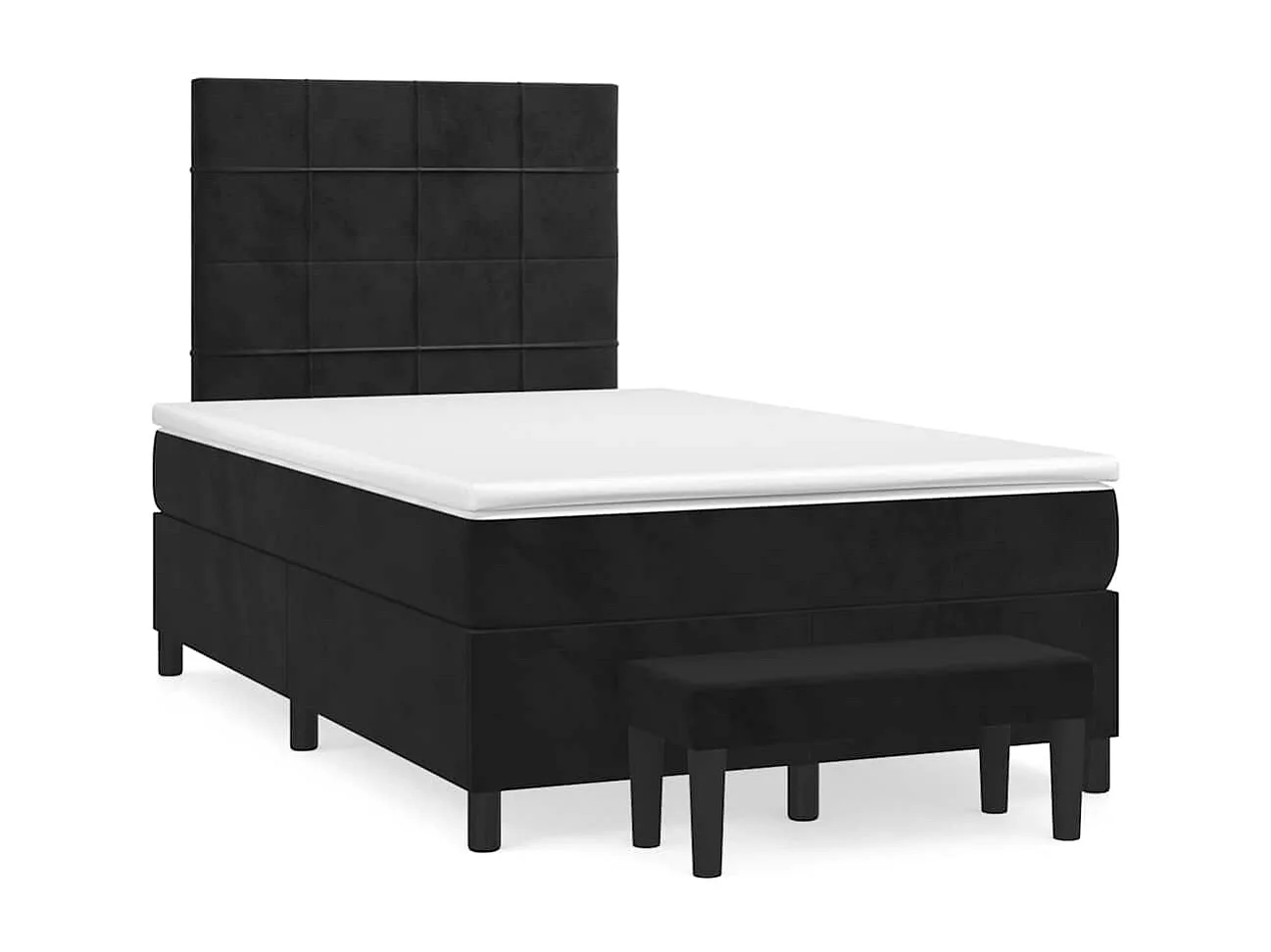 Cama boxspring com colchão 120x190 cm veludo preto