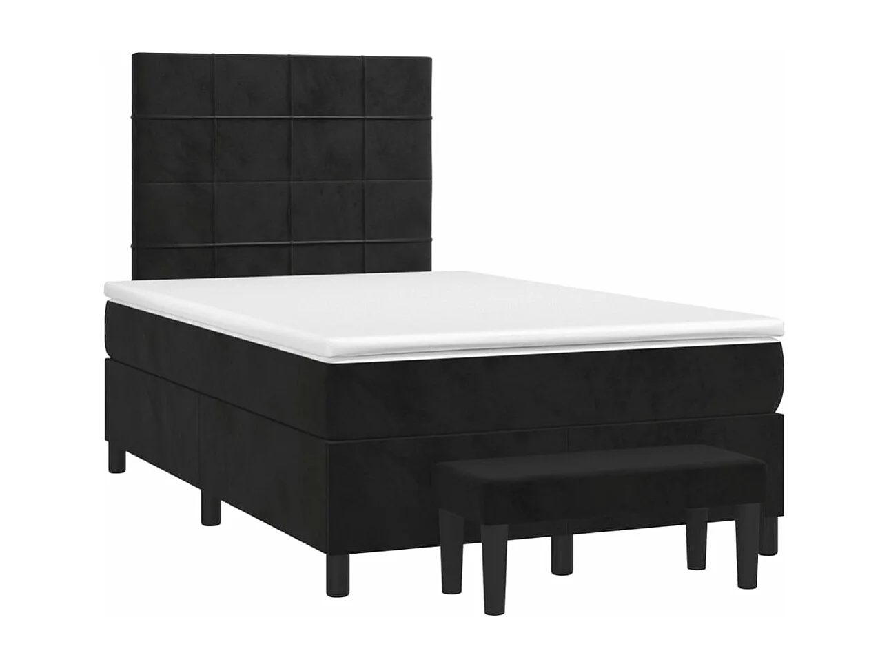 Cama boxspring com colchão 120x190 cm veludo preto