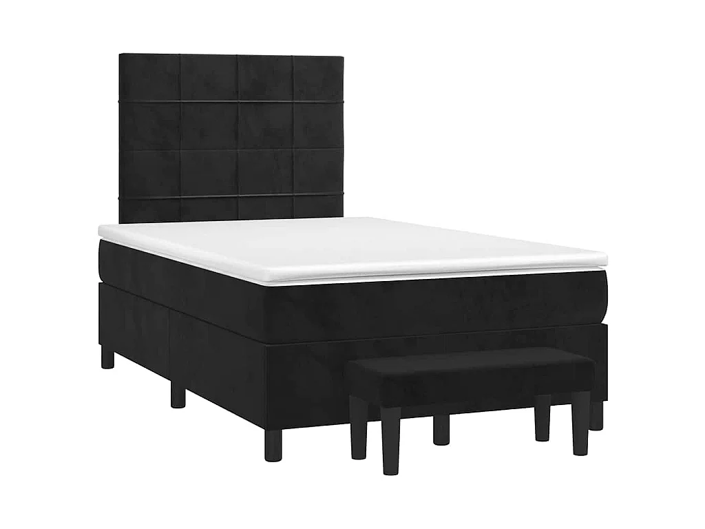 Sommier à lattes de lit avec matelas noir 120x190 cm velours
