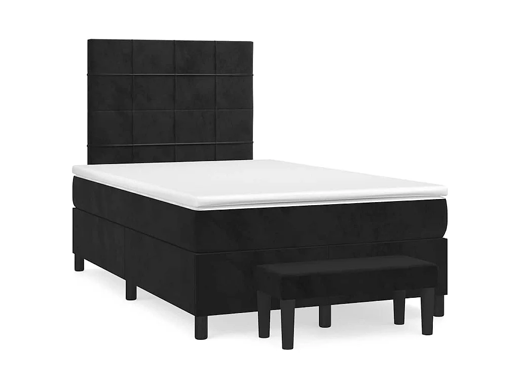 Sommier à lattes de lit avec matelas noir 120x190 cm velours